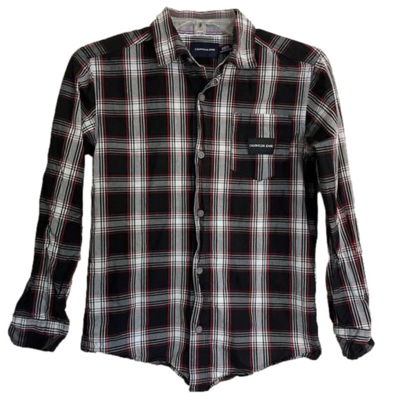 ⭐️ 3/$25 ⭐️ Calvin Klein Plaid Button Down Size M (10/12) - Picture 1 of 5
